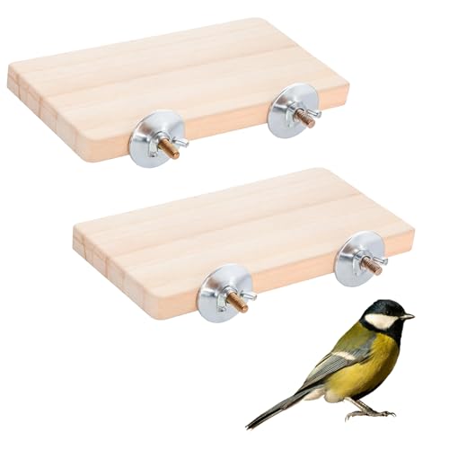 Vogelsitzstange, flach, Vogelkäfig-Plattform, rechteckiger Ständer, Sitzstange mit Edelstahl-Unterlegscheiben für Nymphensittiche, Ratten, Hamster, Meerschweinchen, Conure Chinchillas, 2 Stück von EupHHonycs