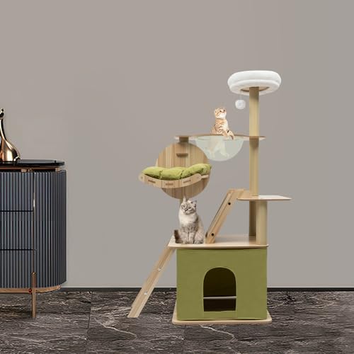 Katzenkratzbaum, Katzenturm für Hauskatzen, mehrstöckiges Katzenmöbel, gemütliche Wohnung, mit Weiche Kissen, Log Color Katzenkratzbaum, Katzenturm für Hauskatzen, mehrstöckiges Katzenmöbel, gemütliche Wohnung, mit Weiche Kissen, Log Color von EurHomePlus