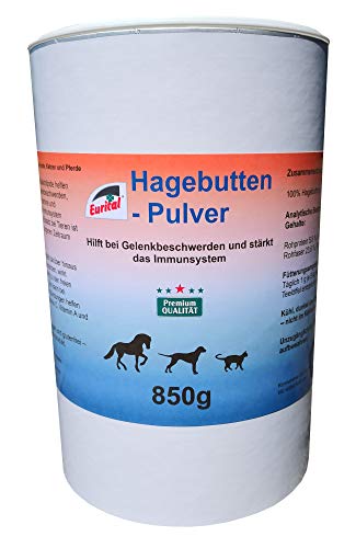 Eurital Hagebuttenpulver 850g für Hunde, Katzen und Pferde - hilft bei Gelenkbeschwerden und stärkt das Immunsystem von Eurital