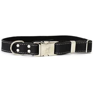 Euro Dog Hundehalsband, luxuriös, weiches Leder, Schnellverschluss, hergestellt in den USA (Schwarz, XS, Breite 1,6 cm, Reichweite 22,9 cm - 30,5 cm) von Euro-Dog