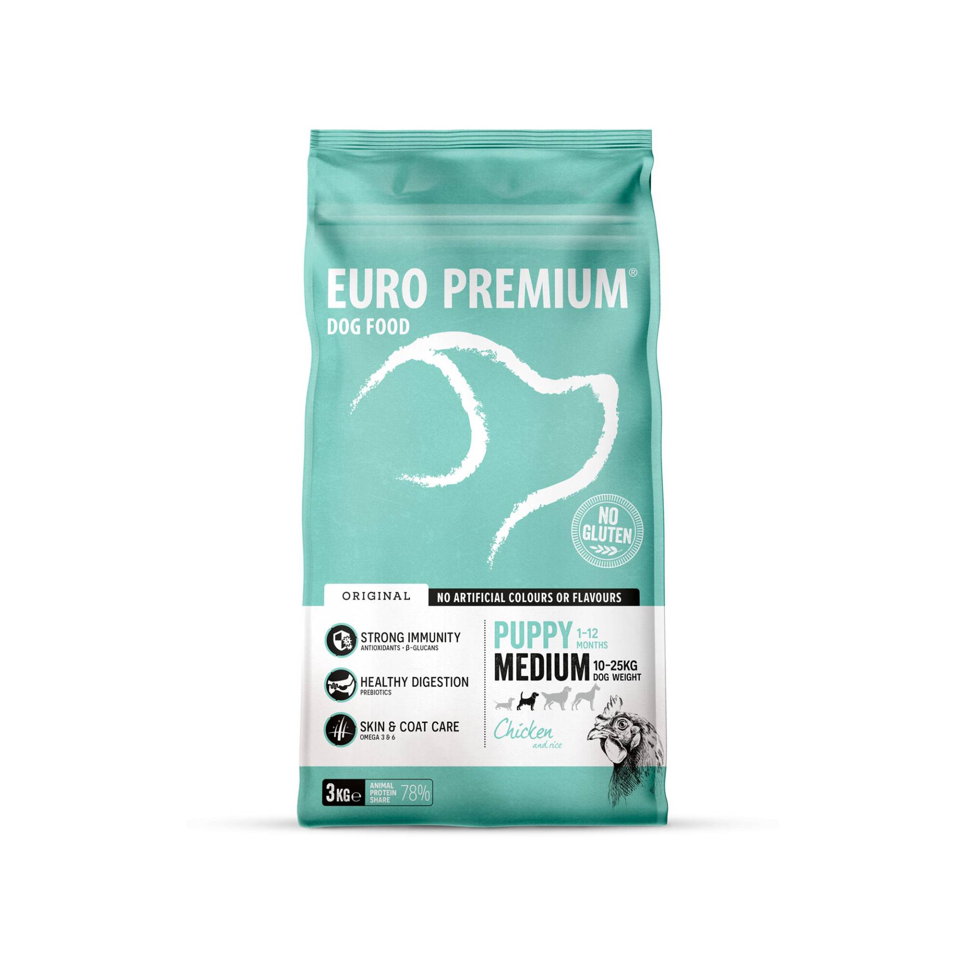Euro Premium Medium Puppy – Huhn und Reis - 3 kg von Euro Premium
