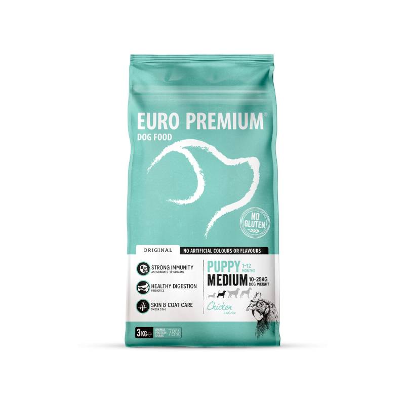 Euro Premium Medium Puppy – Huhn und Reis - 3 kg von Euro Premium