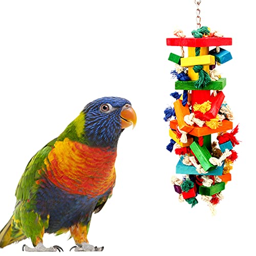 Eurobuy Holz-Kauspielzeug für Vögel, Beißen, bunte Knoten, Spielzeug für Grau, Große, Mittelgroße Papageien, geeignet für eine Vielzahl von großen, mittelgroßen Papageien von Eurobuy