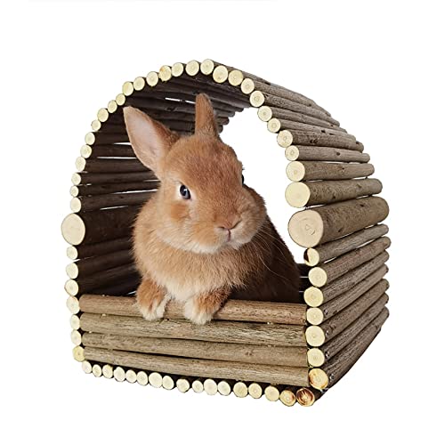 Eurobuy Holzversteck, Kaninchen-Spielhaus, Versteckhütte, für kleine Tiere, kleine Kaninchen, Meerschweinchen, Chinchillas zum Spielen und Schlafen von Eurobuy