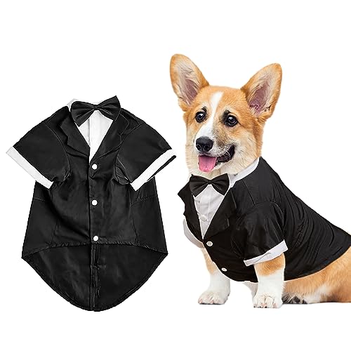 Eurobuy Hunde-Smoking, Hochzeits-Outfit und Bandana-Set, formelles Hemd mit Fliege für kleine, mittelgroße und große Hunde, Weihnachts- und Geburtstagskostüme Eurobuy Hunde-Smoking, Hochzeits-Outfit und Bandana-Set, formelles Hemd mit Fliege für kleine, mittelgroße und große Hunde, Weihnachts- und Geburtstagskostüme von Eurobuy