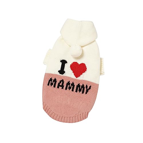Eurobuy Puppy Knit Sweater, Ultra Soft and Breathable Pet Dog Hooded Sweater, Cold Weather Puppy I Mommy Knitted Sweater Knitwear for Small Medium Large Dogs von Eurobuy