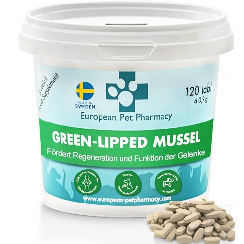European Pet Pharmacy – Grünlippmuschel Gelenktabletten für Hunde und Katzen mit Glucosamin Chondroitin, Grünlippmuschel Hund - Nahrungsergänzung für Tiere ab 5 Monate - 120 Gelenktabletten Hund von European Pet Pharmacy