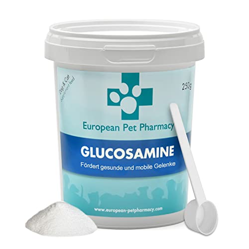 European Pet Pharmacy Grünlippmuschel Hund 250 g Glucosamin Pulver — Nahrungsergänzungsmittel Hund – Für Intakte Gelenke Hund und Katze – Probiotisches Alantin, Vitamin C, Alter 5+ Monate von European Pet Pharmacy