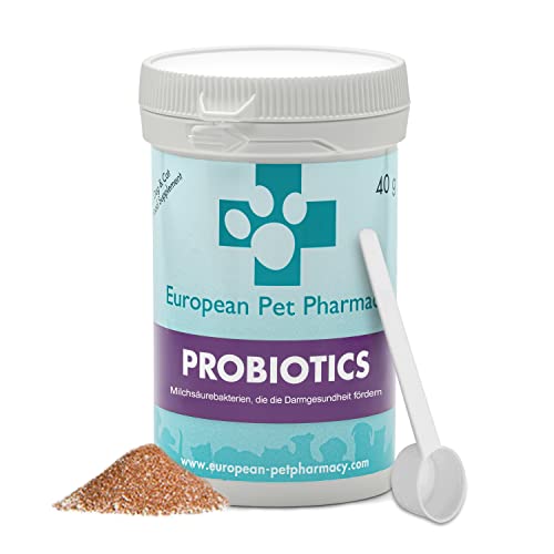 European Pet Pharmacy Probiotika Hund und Katze — Probiotika Darmsanierung Pulver - Unterstützung bei Durchfällen bei Hunden und Katzen – Für Welpen und Erwachsene Hunde – 40 g Pulver von European Pet Pharmacy