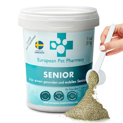 European Pet Pharmacy Senior Joint Care Hund Nahrungsergänzungsmittel Hund für Senioren – Gelenkskomplex Glucosamine Chondroitin - Joint Care für Hunde im Alter von 7+ Jahren, 310 g Pulver von European Pet Pharmacy