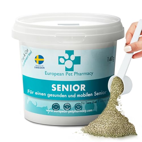European Pet Pharmacy Senior Joint Care Hund Nahrungsergänzungsmittel Hund für Senioren – Gelenkskomplex Glucosamine Chondroitin - Joint Care für Hunde im Alter von 7+ Jahren - 140 g Pulver von European Pet Pharmacy