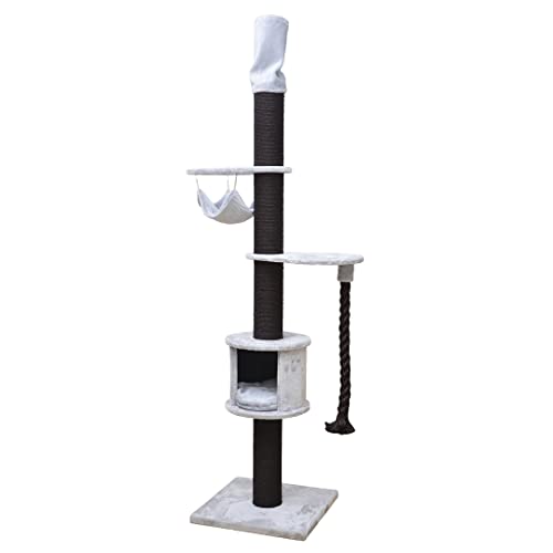 Ebi, Kratzbaum Chester, 58 x 58 x 220 – 250 cm, Hellgrau, Kratzbaum, Hellgrau, Katze Ebi, Kratzbaum Chester, 58 x 58 x 220 – 250 cm, Hellgrau, Kratzbaum, Hellgrau, Katze von Ebi