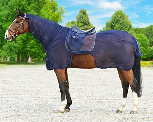 Euroriding Fliegenausreitdecke mit Sattelausschnitt Halsteil Navy Ausreitdecke XL (155cm) von Euroriding