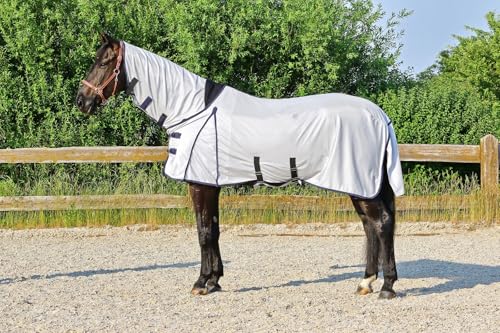 Euroriding Fliegendecke mit Bauchlatz Silber Halsteil fest (95 cm) von Euroriding