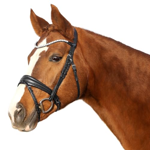 Euroriding Trense SENSITIV mit Strass ohne Zügel schwed. Reithalfter schwarz Pony von Euroriding