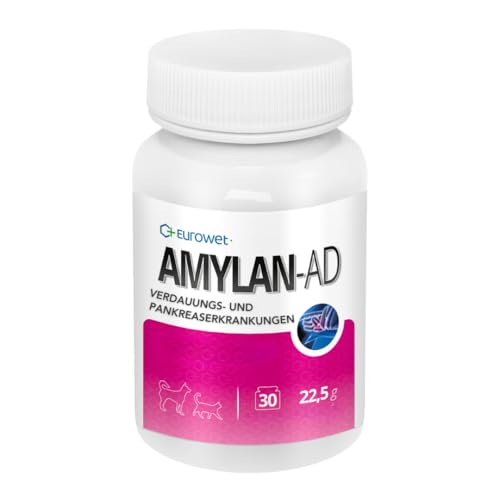 Verdauungs-Tabletten für Hunde & Katzen - Mit Rinderleber & Mineralstoffen - Für gesunde Verdauung - 30 Tabletten - AMYLAN AD von Eurowet
