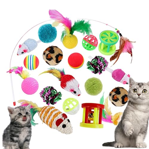Euyehn Katzenspielzeug, Katzenstockspielzeug,20-teiliges Katzenspielzeugset | Multifunktionales lustiges Katzenspielzeug für draußen, zu Hause, im Park und im Garten Euyehn Katzenspielzeug, Katzenstockspielzeug,20-teiliges Katzenspielzeugset | Multifunktionales lustiges Katzenspielzeug für draußen, zu Hause, im Park und im Garten von Euyehn
