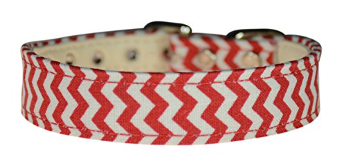 Evans Collars 1,9 cm geformtes Halsband, Größe 16, Mini-Chevron, Rot von Evans Collars