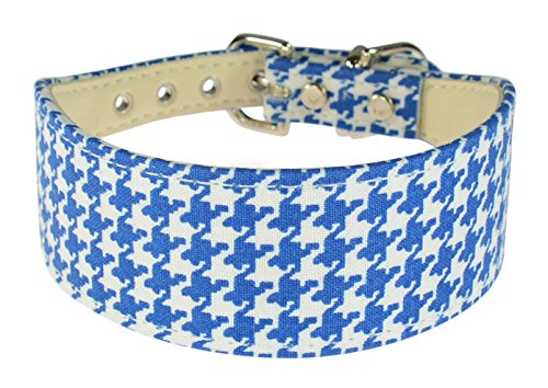 Evans Collars 3,8 cm geformtes Halsband, Größe 12, Hahnentrittmuster, Blau von Evans Collars