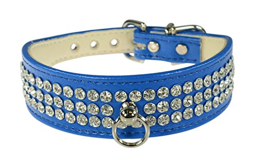 Evans Collars 3,8 cm geformtes Halsband mit 3 Reihen Edelsteinen, Size 16, blau von Evans Collars