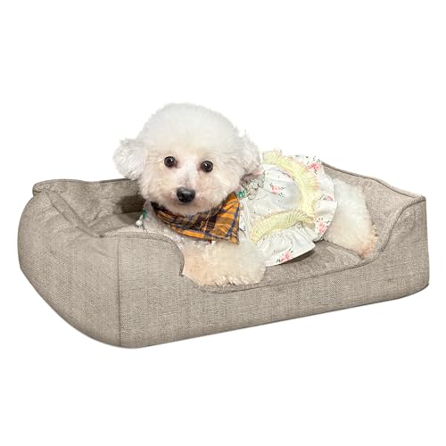 EvcgoX Hundebett Mittelgroße Hunde, rutschfeste Hundebetten 75×58×19 cm, Flauschig Hundekorb Hundesofa mit Waschbarem Doppelseitigem Hundekissen, Braun M von EvcgoX