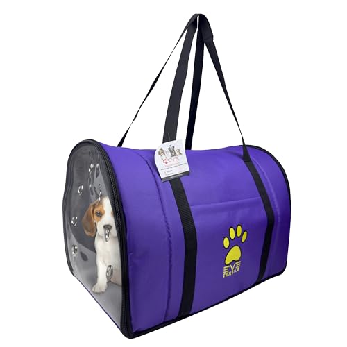 EVE Textile Hunde Tragetasche | Katzen Tragetasche | Hundetasche | Katzentasche | Hunde Handtasche | Katzen Handtasche | Handtasche für Hunde und Katzen | Atmungsaktive Tasche | 47x30x30 cm (Lila) von Eve Textile GmbH