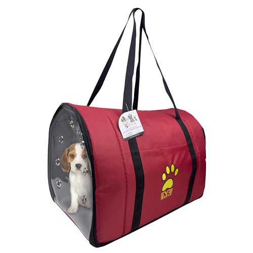 EVE Textile Hunde Tragetasche | Katzen Tragetasche | Hundetasche | Katzentasche | Hunde Handtasche | Katzen Handtasche | Handtasche für Hunde und Katzen | Atmungsaktive Tasche | 47x30x30 cm (Rot) von Eve Textile GmbH