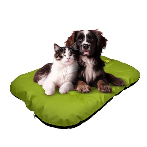 EVE Textile Hundebett | Katzenbett | Hundekorb | Katzenkorb | Hundebetten | Katzenbetten | Hundekörbchen | Katzenkörbchen | Hundekissen | Katzenkissen | 100x120x5 cm (Grün) von Eve Textile GmbH