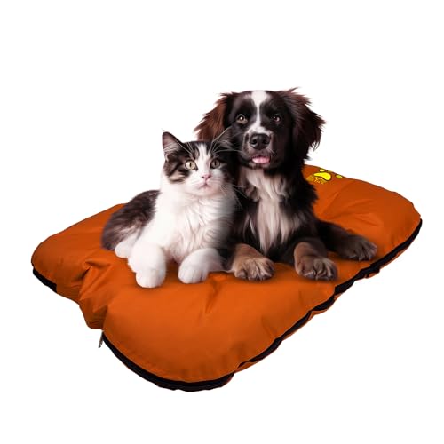 EVE Textile Hundebett | Katzenbett | Hundekorb | Katzenkorb | Hundebetten | Katzenbetten | Hundekörbchen | Katzenkörbchen | Hundekissen | Katzenkissen | 100x120x5 cm (Orange) von Eve Textile GmbH