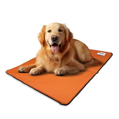 EVE Textile Hundematte | Katzenmatte | Hundekissen | Katzenkissen | Hundebett | Katzenbett | Matte für Hunde und Katzen | Beidseitig Verwendbar | Atmungsaktiv | Kühlend | 70x100x2 cm (Orange) von Eve Textile GmbH