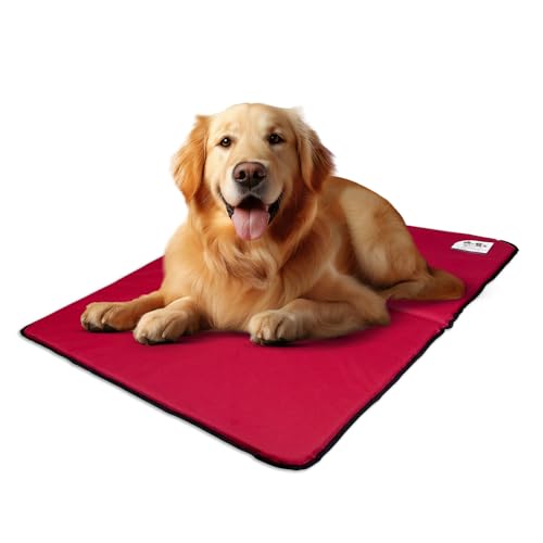 EVE Textile Hundematte | Katzenmatte | Hundekissen | Katzenkissen | Hundebett | Katzenbett | Matte für Hunde und Katzen | Beidseitig Verwendbar | Atmungsaktiv | Kühlend | 70x100x2 cm (Rot) von Eve Textile GmbH