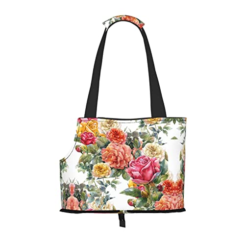 Tragetasche für Hunde und Katzen, Vintage-Blumenmuster, weich, faltbar, für U-Bahn, Einkaufen, Wandern, Reisen Tragetasche für Hunde und Katzen, Vintage-Blumenmuster, weich, faltbar, für U-Bahn, Einkaufen, Wandern, Reisen von Evealyn