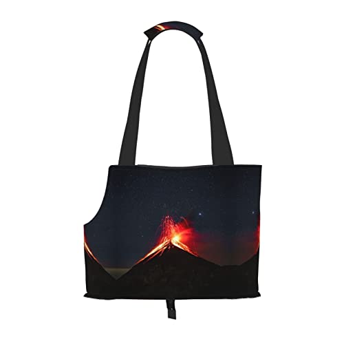 Tragetasche für Hunde und Katzen, bedruckt mit Vulcano Erupting at Night, weiche Seiten, faltbar, für U-Bahn, Einkaufen, Wandern, Reisen Tragetasche für Hunde und Katzen, bedruckt mit Vulcano Erupting at Night, weiche Seiten, faltbar, für U-Bahn, Einkaufen, Wandern, Reisen von Evealyn