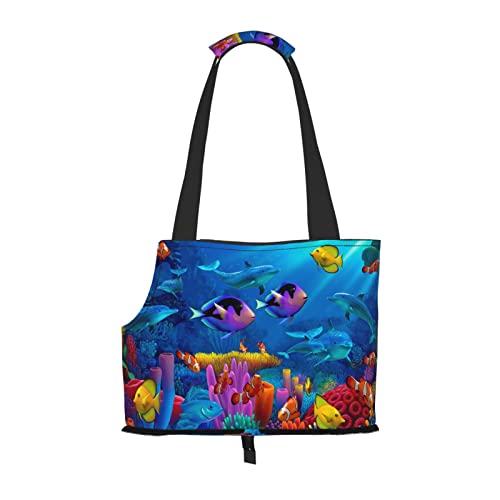 Underwater World Tragetasche für Hunde, mit bunten Fischen, bedruckt, weich, faltbar, für U-Bahn, Einkaufen, Wandern, Reisen Underwater World Tragetasche für Hunde, mit bunten Fischen, bedruckt, weich, faltbar, für U-Bahn, Einkaufen, Wandern, Reisen von Evealyn