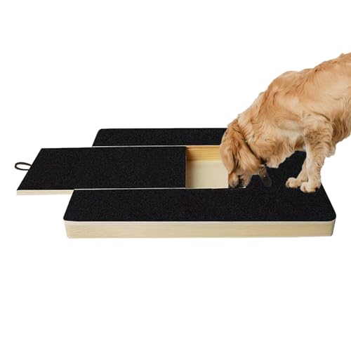 Evember Hunde-Nagelfeilenbrett, Hunde-Nagel-Kratzbrett mit Leckerli-Box, Holz-Kratzpad, herausziehbare Hunde-Nagelfeile Board, Kratzpad für Nägel, Hunde-Nageltrimmbrett, Spielzeug von Evember
