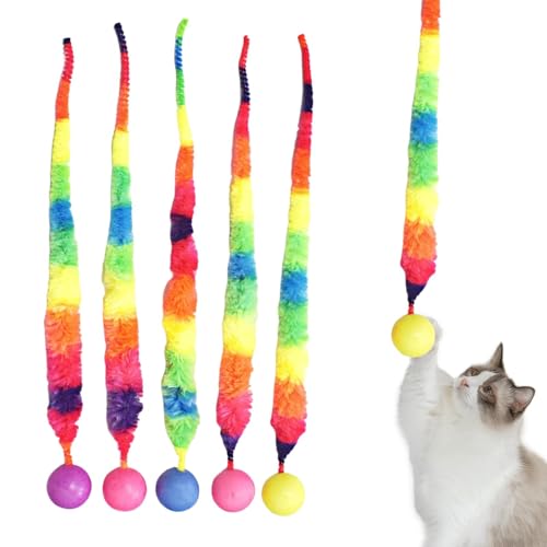 Evember Interaktiver Katzenspielzeug-Ball mit Schwanz – Katzenspielzeug, Wurm-Hüpfbälle für Katzen, interaktive Katzenbälle, Katzen-Trainingsspielzeug, Katzenspielzeug für Indoor-Katzen von Evember