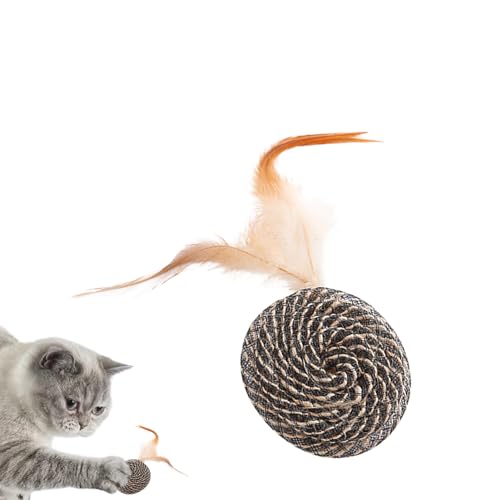 Evember Katzenfederball – Lustiges Katzenspielzeug, interaktives Katzenfederspielzeug, Katzenfederspielzeug, Katzenfederball für Training, Jagd, drinnen und draußen, Kauen, Training, Spielen von Evember