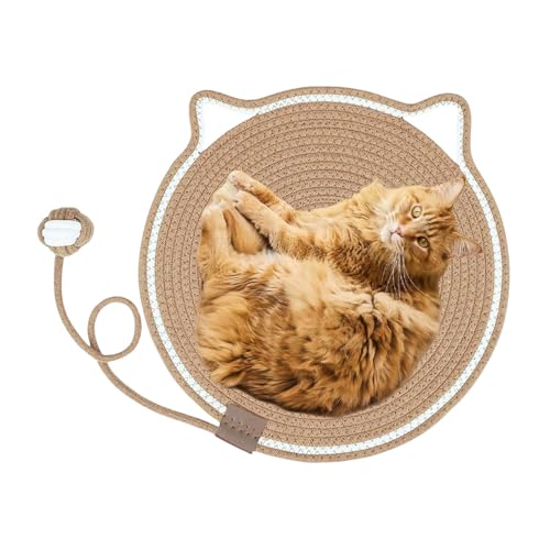 Evember Kratzmatte für Katzen, runde Boden-Kratzmatte mit Spielzeug, Haustierzubehör für Innenkätzchen, Möbelschutz für Wand, Couch, Teppiche, Sofas Evember Kratzmatte für Katzen, runde Boden-Kratzmatte mit Spielzeug, Haustierzubehör für Innenkätzchen, Möbelschutz für Wand, Couch, Teppiche, Sofas von Evember