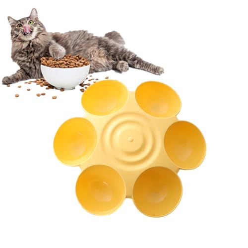 Evember Mehrfache Schüsseln für Haustiere, Katzenschalen | Futterschale für Kätzchen zu 6 Mahlzeiten, Futternapf für mehrere Katzen, rutschfeste Futterschale für Haustiere von Evember