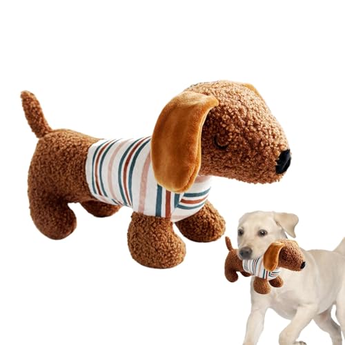 Evember Quietschendes Hundespielzeug aus Plüsch – Beruhigendes Spielzeug für aggressive Kauer, Dackel-Form, Welpenspielwerkzeug für aggressive Kauer, interaktives Haustier-Trainingsgerät von Evember