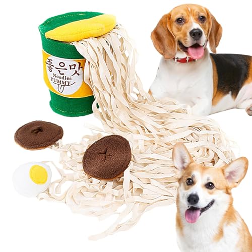 Evember Slow Feeder für Hunde | Ramen Nudelbecher Spielzeug für Leckerli-Dosierung - Resistentes Plüschfutter Versteck- und Schnüffelspielzeug, interaktives Hundespielzeug für Geist & Gesundheit von Evember