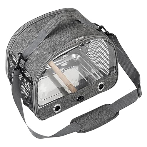 Evember Transportbox für kleine Vögel, Reisekäfig mit stehender Sitzstange und Tablett, atmungsaktiver Tierschutz-Rucksack, tragbares Haustierzubehör für Tierarztbesuche, Einkaufen und von Evember