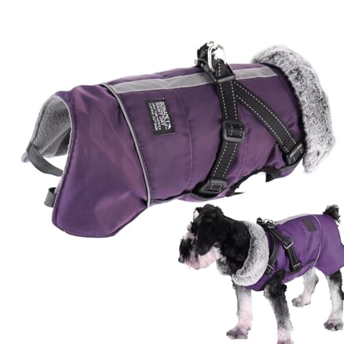 Evember Warme Hundejacke, reflektierende Fleecejacke für Hunde, wasserdicht und winddicht, verstellbare Haustierkleidung für drinnen und draußen von Evember