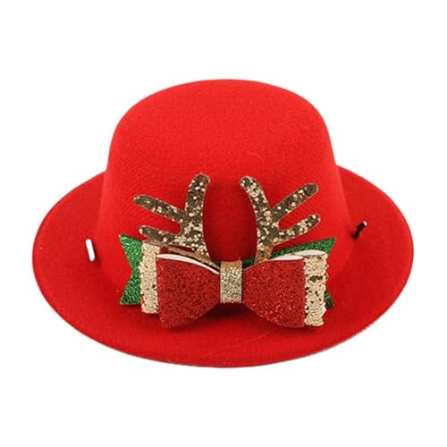 Evember Weihnachtsmütze mit Hirschmuster, Fliege, Hundehut, niedliches Haustierkostüm, weich, verstellbar, Weihnachtsschmuck für Hund und Katze, Rot Evember Weihnachtsmütze mit Hirschmuster, Fliege, Hundehut, niedliches Haustierkostüm, weich, verstellbar, Weihnachtsschmuck für Hund und Katze, Rot von Evember