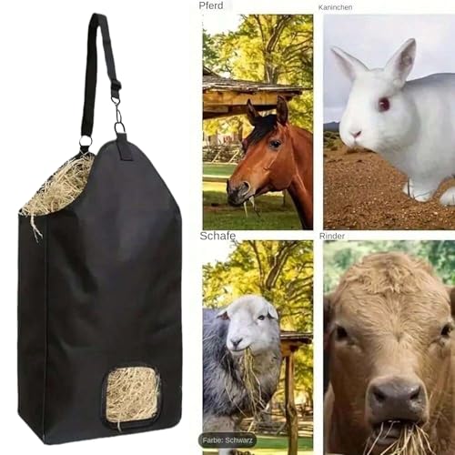 Eventerde Heusack Heubeutel Für Pfe-rde Wasserdicht Oxford Große KapazitätHeu Futterbeutel Mit Freßöffnungen 46x35x18cm Heutasche Stabiler Heusack Tragbare Pfer-defuttertasche Für Stall Und Koppel von Eventerde