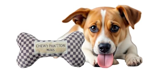 Everything Chic Hundespielzeug Plüsch-Designer-Hundespielzeug mit interaktivem Quietscher, stimulierende Haustieranreicherung (Chewypawtton, groß) von Everything Chic