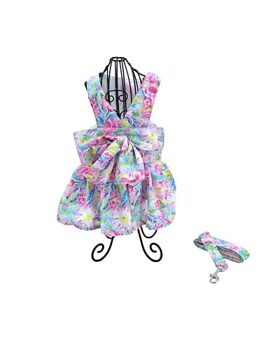 Hundekleid mit Fliege, Geschirr, Leine, Set für kleine Hunde, niedliches Haustier, Mädchen, Welpen, Sommerkleidung für weibliche Kaninchen, Yorkie, Chihuahua, Training, Spazierengehen (Größe M, Hundekleid mit Fliege, Geschirr, Leine, Set für kleine Hunde, niedliches Haustier, Mädchen, Welpen, Sommerkleidung für weibliche Kaninchen, Yorkie, Chihuahua, Training, Spazierengehen (Größe M, von Everything Chic