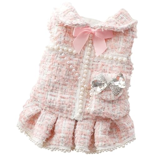 Tweed-Prinzessinnen-Hundekleid für Mädchen, niedliches Haustierkleidung, Outfit für kleine Hunde, Rosa, Größe XL Tweed-Prinzessinnen-Hundekleid für Mädchen, niedliches Haustierkleidung, Outfit für kleine Hunde, Rosa, Größe XL von Everything Chic