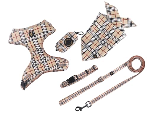 Verstellbares Hundegeschirr, Leine, Kotbeutelhalter/Spender und Bandana-Set, kein Ziehen, weiches Netz-Polsterung, für kleine und mittelgroße Hunde, Spaziergänge/Laufen im Freien, Größe M, Verstellbares Hundegeschirr, Leine, Kotbeutelhalter/Spender und Bandana-Set, kein Ziehen, weiches Netz-Polsterung, für kleine und mittelgroße Hunde, Spaziergänge/Laufen im Freien, Größe M, von Everything Chic