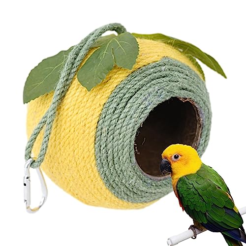 Coconut Bird Nest Hut | Kokoshaus für Vögel - Natürliche Kokosnuss Shell Vogelhaus, handgewebte Vogelnest für Papageien, Schwalbe, Conures, Spatz Evikoo von EviKoo